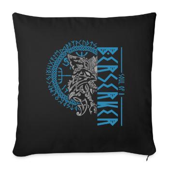 Âme d’un Berserker, guerrier viking nordique - Housse de coussin décorative 45 x 45 cm - noir - Devant