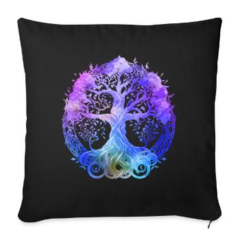 Tree of Yoga Life Spirituality and Meditation - Sofa pillowcase 17,3'' x 17,3'' (45 x 45 cm) - black - Front