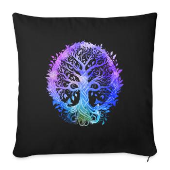 Yoga Meditation mit spirituellem Baum des Lebens - Sofakissenbezug 45 x 45 cm - Schwarz - Vorne