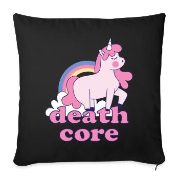 Lustig Deathcore Einhorn Regenbogen Metalhead - Sofakissenbezug 45 x 45 cm - Schwarz - Vorne