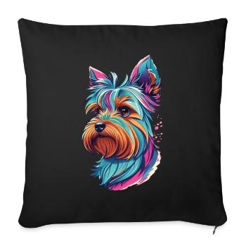 Dog Yorkshire Terrier Dogs Art Pet Yorkie - Sofa pillowcase 17,3'' x 17,3'' (45 x 45 cm) - black - Front