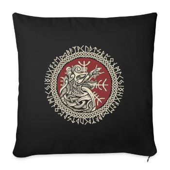 Fenrir Viking Wolf Fenris Wolf Viking Compass - Housse de coussin décorative 45 x 45 cm - noir - Devant