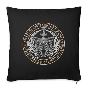 Fenris Wolf Vikings Nœuds celtiques Fenrir Runes - Housse de coussin décorative 45 x 45 cm - noir - Devant
