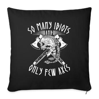 Drôle de dicton viking avec hache et guerrier - Housse de coussin décorative 45 x 45 cm - noir - Devant