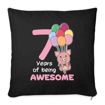 Cochon pour les enfants de 7 ans de sept ans - Housse de coussin décorative 45 x 45 cm - noir - Devant
