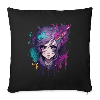 Anime Manga Figure Kawaii Otaku Japan Chibi Design - Sofa pillowcase 17,3'' x 17,3'' (45 x 45 cm) - black - Front