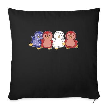 Penguin for the Fourth of July USA flag penguins - Sofa pillowcase 17,3'' x 17,3'' (45 x 45 cm) - black - Front