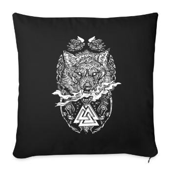 Fenrir Viking Runes Design Fenris Wolf Teutons - Housse de coussin décorative 45 x 45 cm - noir - Devant