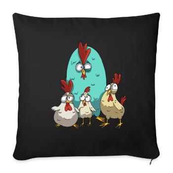 Funny Chickens Chicken Design Chicken Flock with Humor - Sofa pillowcase 17,3'' x 17,3'' (45 x 45 cm) - black - Front
