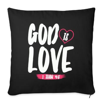 Dieu est Amour Chrétien Bible Verset Foi - Housse de coussin décorative 45 x 45 cm - noir - Devant