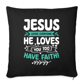 Jésus aime chaque verset biblique Croyez Jésus-Christ - Housse de coussin décorative 45 x 45 cm - noir - Devant