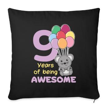 Souris pour les enfants de 9 ans de neuf ans - Housse de coussin décorative 45 x 45 cm - noir - Devant