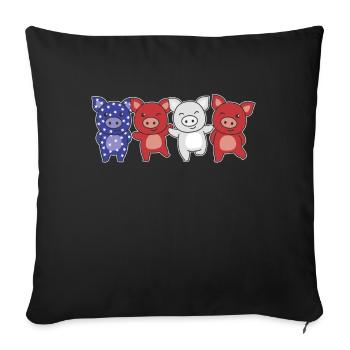 Schwein für den vierten Juli USA Flagge Schweine - Sofakissenbezug 45 x 45 cm - Schwarz - Vorne