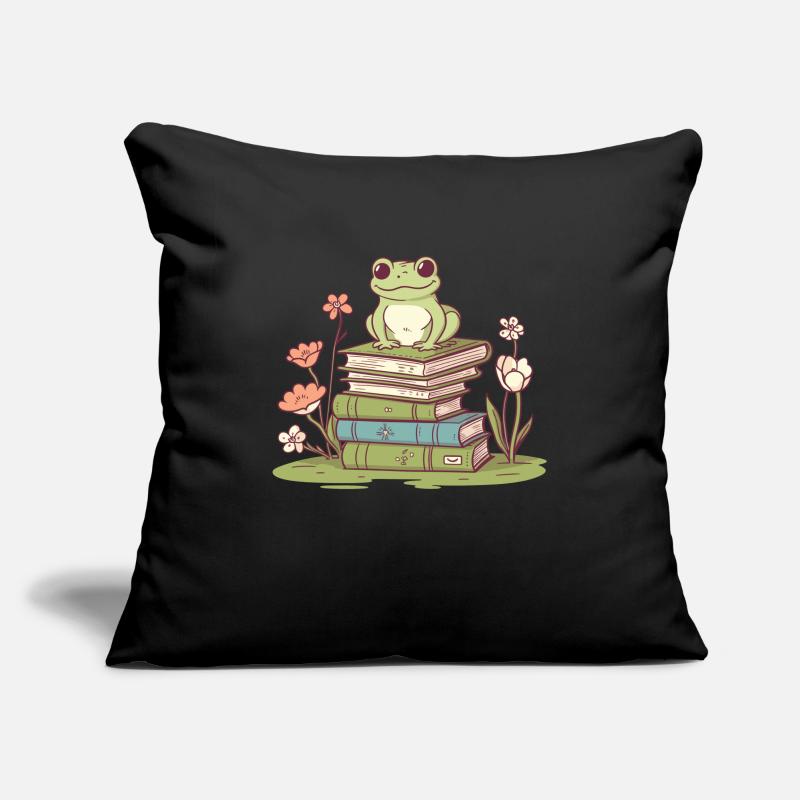 Cottagecore aesthetics frog reading a book Sofa pillowcase 17,3'' x 17,3'' (45 x 45 cm)