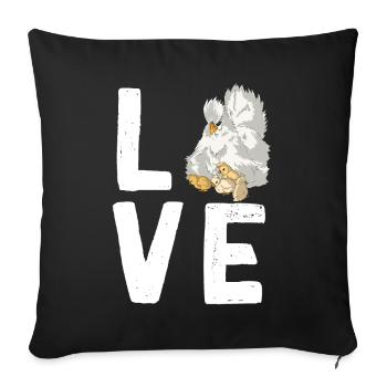 LOVE Silk Chicken Chickens Lettering Silk Chickens - Sofa pillowcase 17,3'' x 17,3'' (45 x 45 cm) - black - Front