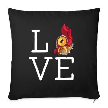 Funny love chicken design with funny chickens - Sofa pillowcase 17,3'' x 17,3'' (45 x 45 cm) - black - Front