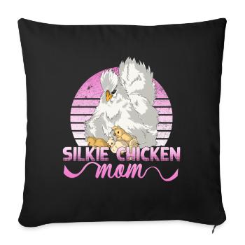 Silkie Poulet Maman Poulet Soyeux Poulet Maman Poulet - Housse de coussin décorative 45 x 45 cm - noir - Devant