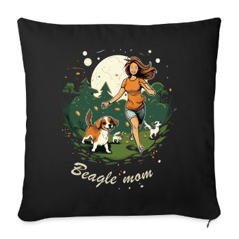 Beagle Mama - Hunde Liebhaberinnen Geschenkidee - Sofakissenbezug 45 x 45 cm - Schwarz - Vorne