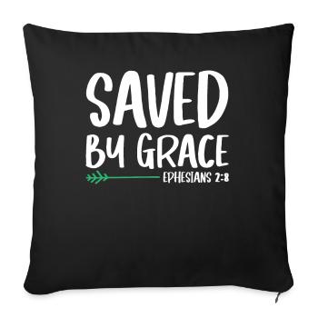 Sauvé par la grâce Bible Verset Chrétien - Housse de coussin décorative 45 x 45 cm - noir - Devant