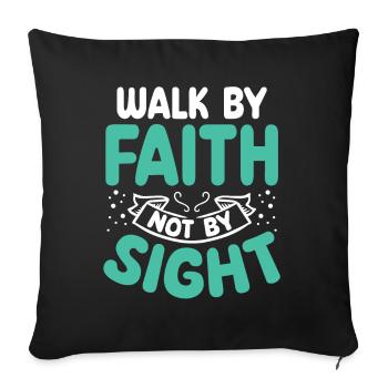 Marchez par la foi et non par la vue verset biblique - Housse de coussin décorative 45 x 45 cm - noir - Devant