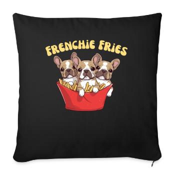Frenchie Fries - Mignonnes frites de bouledogue français - Housse de coussin décorative 45 x 45 cm - noir - Devant
