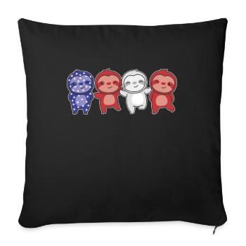Sloth for the Fourth of July USA flag sloths - Sofa pillowcase 17,3'' x 17,3'' (45 x 45 cm) - black - Front
