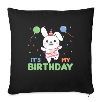 Lapin pour anniversaire pour les enfants c’est mon anniversaire - Housse de coussin décorative 45 x 45 cm - noir - Devant
