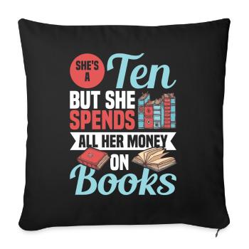 Book lover design with books for literature - Sofa pillowcase 17,3'' x 17,3'' (45 x 45 cm) - black - Front