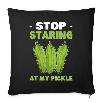 Arrête de regarder mon drôle de mangeur de concombre de cornichon - Housse de coussin décorative 45 x 45 cm - noir - Devant