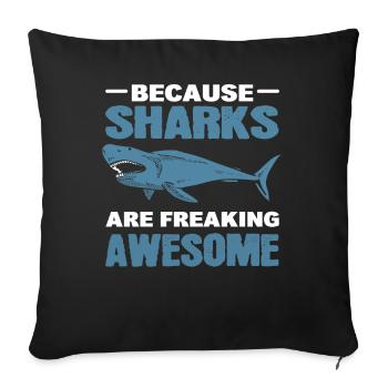 Fan de requins amoureux des requins - Housse de coussin décorative 45 x 45 cm - noir - Devant