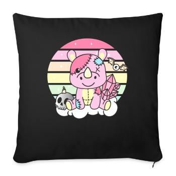 Kawaii Gothic Rhinoceros Pastel Gothic Goth - Sofa pillowcase 17,3'' x 17,3'' (45 x 45 cm) - black - Front