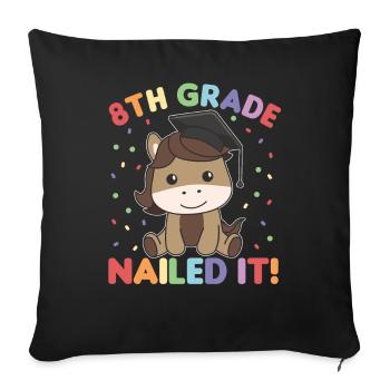 Les enfants de 8e année ont réussi la remise des diplômes des chevaux - Housse de coussin décorative 45 x 45 cm - noir - Devant