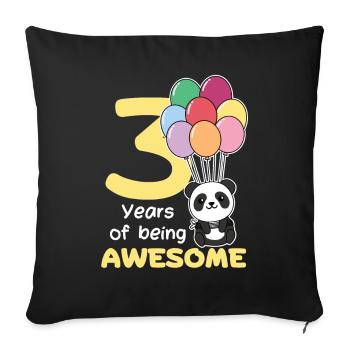 Panda for 3rd birthday children three years old - Sofa pillowcase 17,3'' x 17,3'' (45 x 45 cm) - black - Front