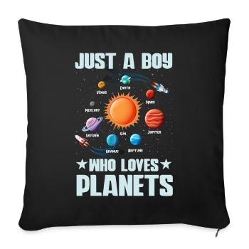 Just A Boy Who Loves Planets Solar System - Sofa pillowcase 17,3'' x 17,3'' (45 x 45 cm) - black - Front