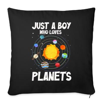 Just A Boy Who Loves Planets Solar System - Sofa pillowcase 17,3'' x 17,3'' (45 x 45 cm) - black - Front