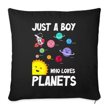 Juste un garçon qui aime les planètes du système solaire - Housse de coussin décorative 45 x 45 cm - noir - Devant