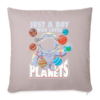 Juste un garçon qui aime les planètes du système solaire - Housse de coussin décorative 45 x 45 cm - taupe clair - Devant