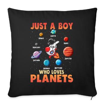 Just A Boy Who Loves Planets Solar System - Sofa pillowcase 17,3'' x 17,3'' (45 x 45 cm) - black - Front