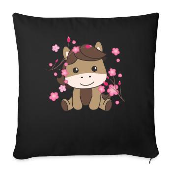Horse cute animals for kids kawaii - Sofa pillowcase 17,3'' x 17,3'' (45 x 45 cm) - black - Front