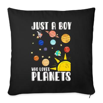 Just A Boy Who Loves Planets Solar System - Sofa pillowcase 17,3'' x 17,3'' (45 x 45 cm) - black - Front