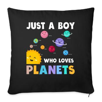 Just A Boy Who Loves Planets Solar System - Sofa pillowcase 17,3'' x 17,3'' (45 x 45 cm) - black - Front
