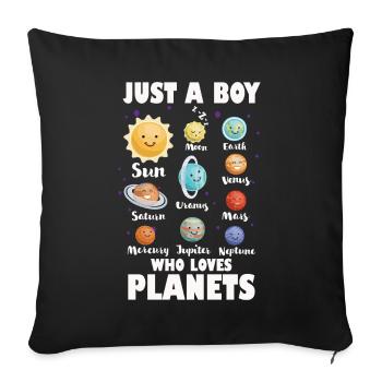 Juste un garçon qui aime les planètes du système solaire - Housse de coussin décorative 45 x 45 cm - noir - Devant
