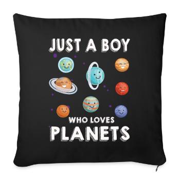 Nur ein Junge, der das Sonnensystem der Planeten liebt - Sofakissenbezug 45 x 45 cm - Schwarz - Vorne
