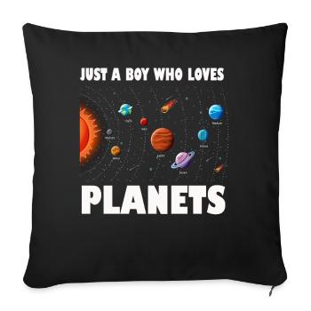 Just A Boy Who Loves Planets Solar System - Sofa pillowcase 17,3'' x 17,3'' (45 x 45 cm) - black - Front