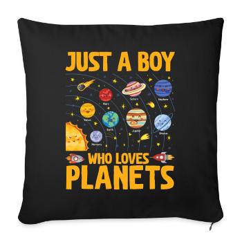 Just A Boy Who Loves Planets Solar System - Sofa pillowcase 17,3'' x 17,3'' (45 x 45 cm) - black - Front