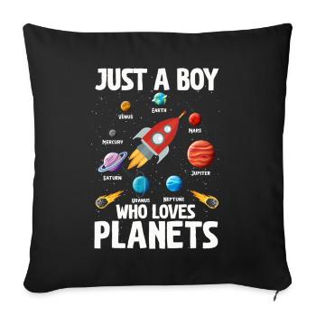 Nur ein Junge, der das Sonnensystem der Planeten liebt - Sofakissenbezug 45 x 45 cm - Schwarz - Vorne