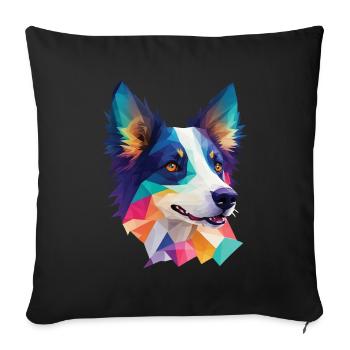 Border Collie Dog Dog Race Collie Dog Design - Housse de coussin décorative 45 x 45 cm - noir - Devant
