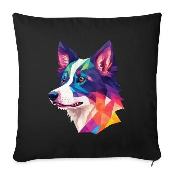 Border Collie Polygon Dogs Art Collie Dog - Sofa pillowcase 17,3'' x 17,3'' (45 x 45 cm) - black - Front