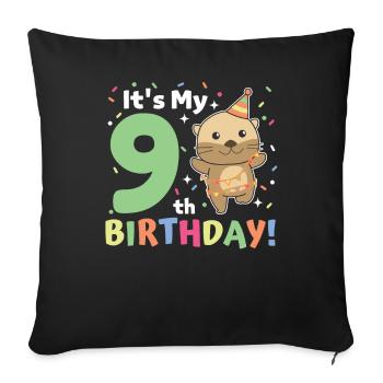 Otter for the 9th birthday children nine years old - Sofa pillowcase 17,3'' x 17,3'' (45 x 45 cm) - black - Front