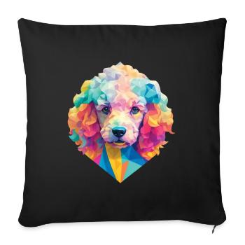 Caniche Chien Polygone Chiens Design Caniche Animaux de compagnie - Housse de coussin décorative 45 x 45 cm - noir - Devant